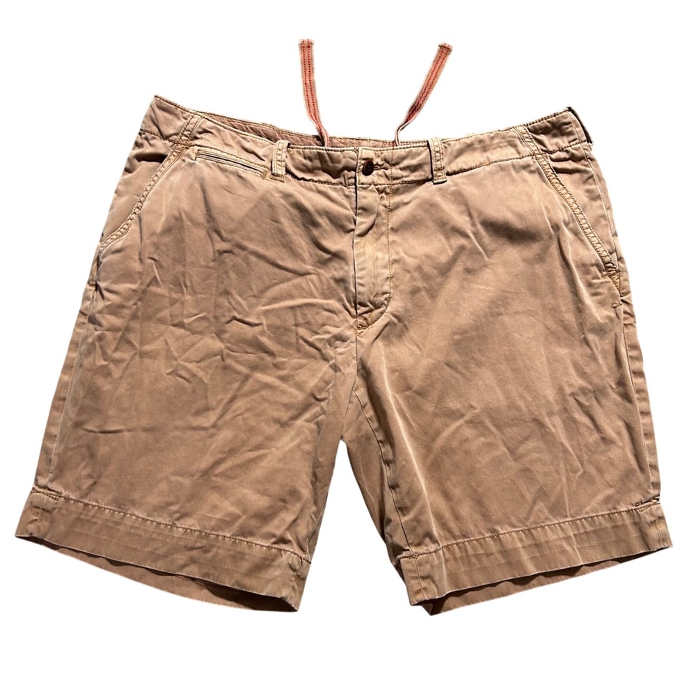 VTG Y2K Polo Ralph Lauren Chino Shorts Mens 42 Drawstring Khaki Tan Cotton Twill